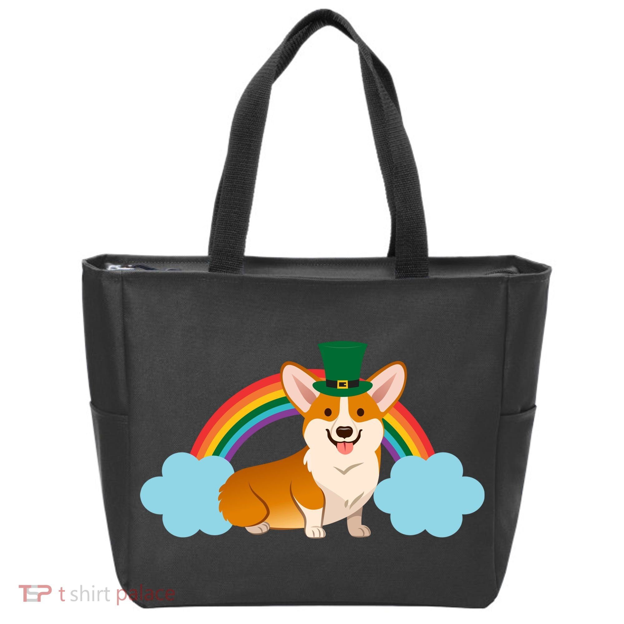 Corgi St. Patrick's Day Rainbow Tote Bag