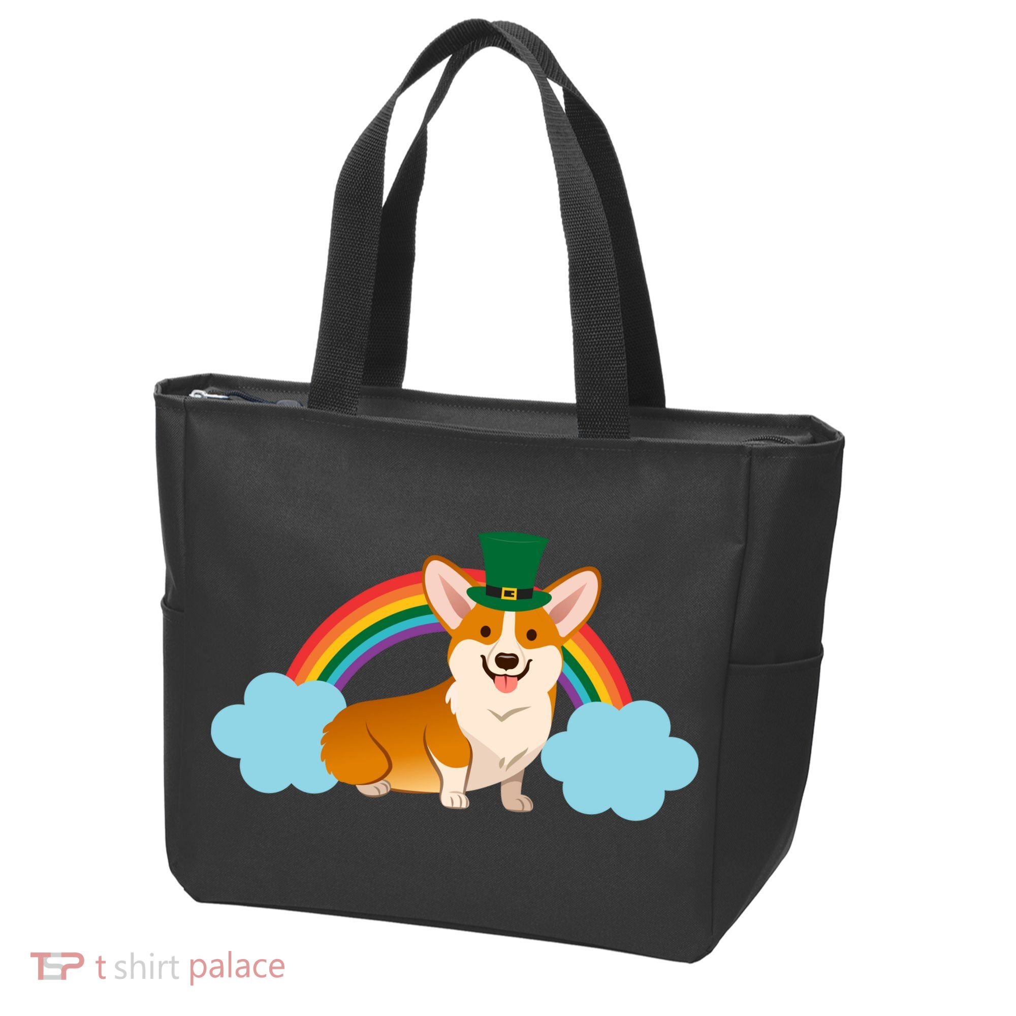 Corgi St. Patrick's Day Rainbow Tote Bag