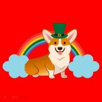 Corgi St. Patrick's Day Rainbow Santa Hat thumb 1