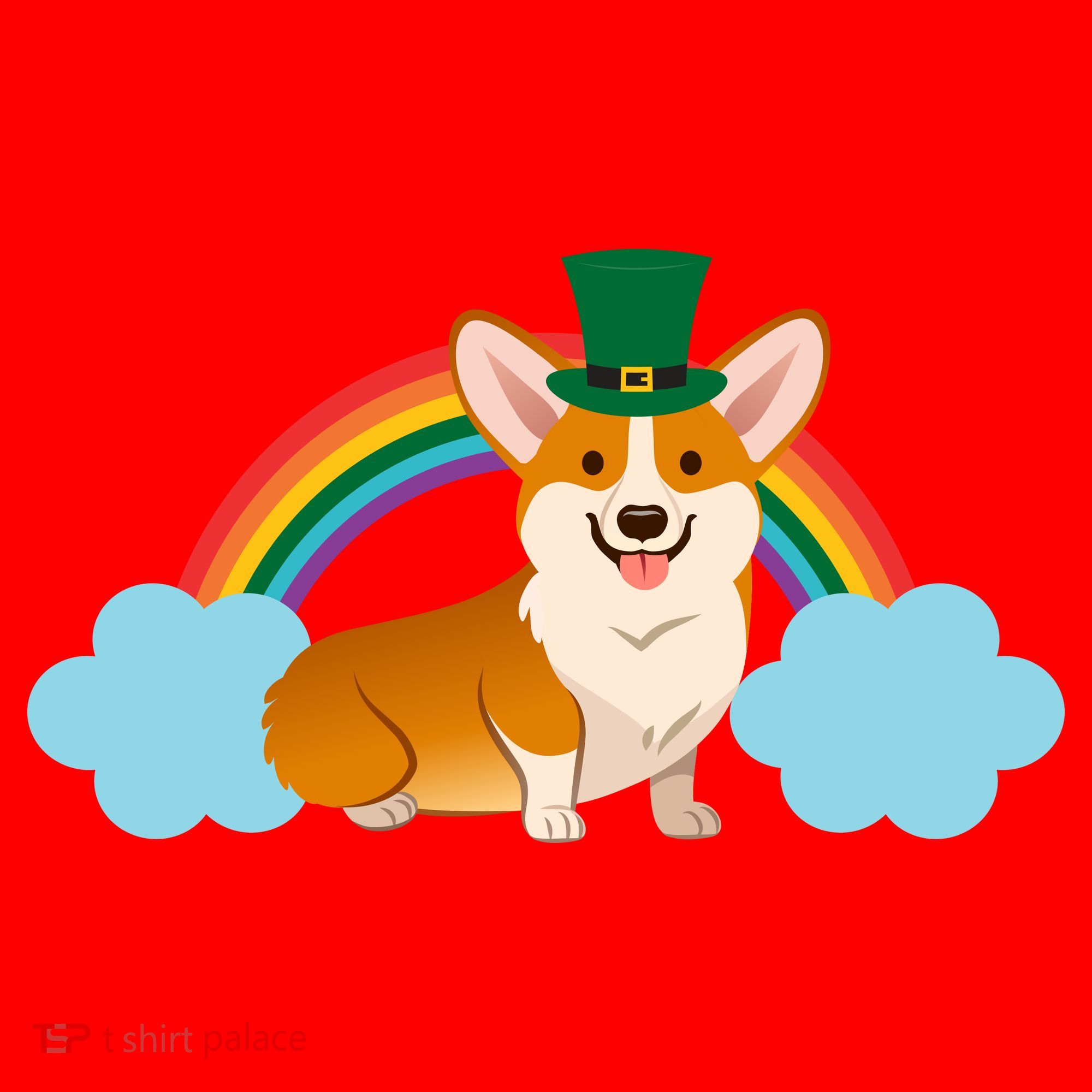 Corgi St. Patrick's Day Rainbow Santa Hat