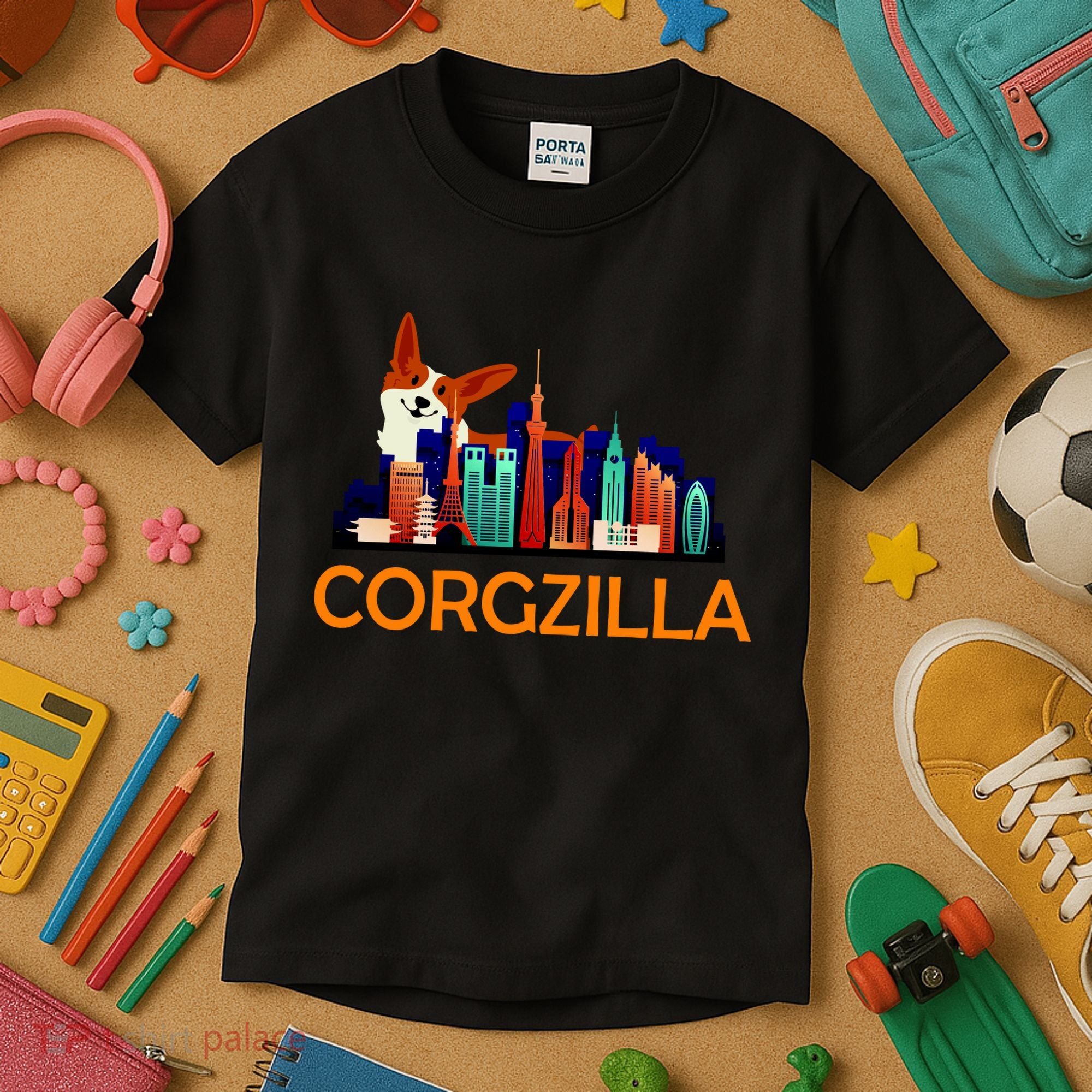 Corgzilla Funny Corgi Dog Kids T-Shirt