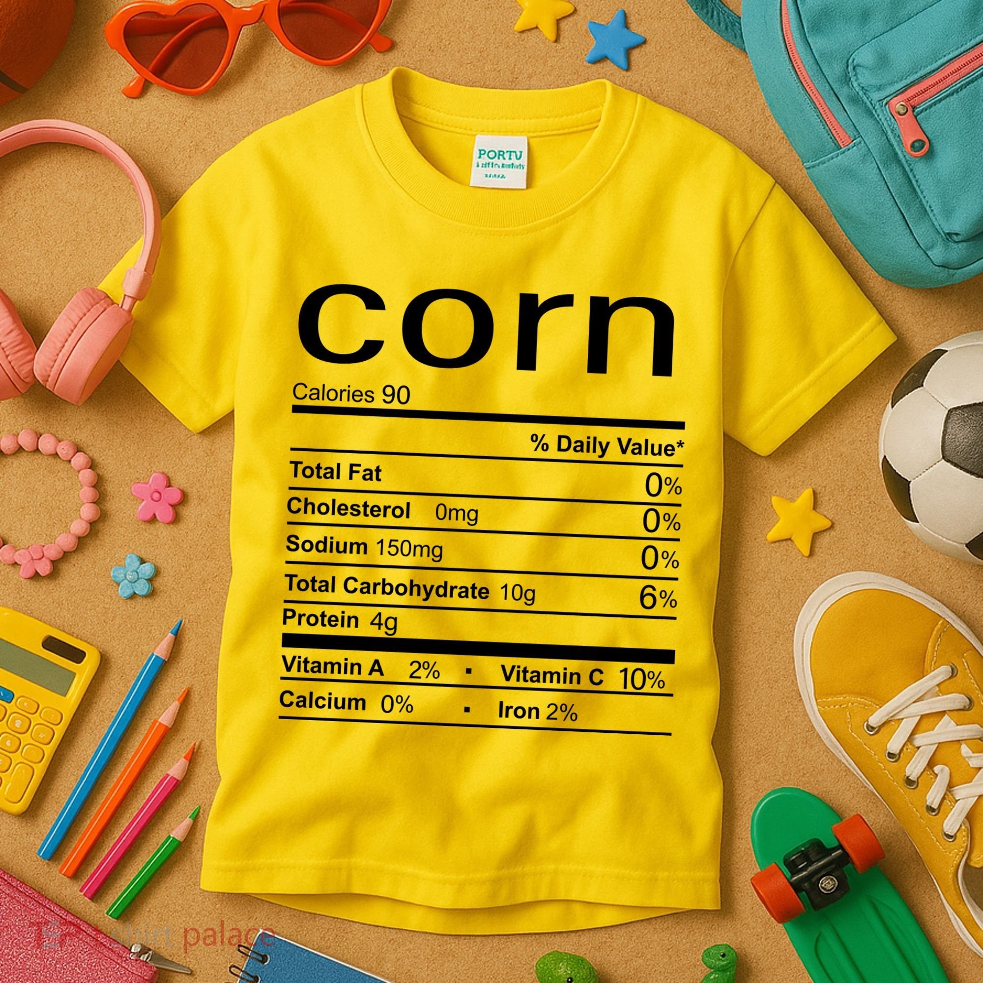 Corn Nutritional Facts Funny Thanksgiving Kids T-Shirt