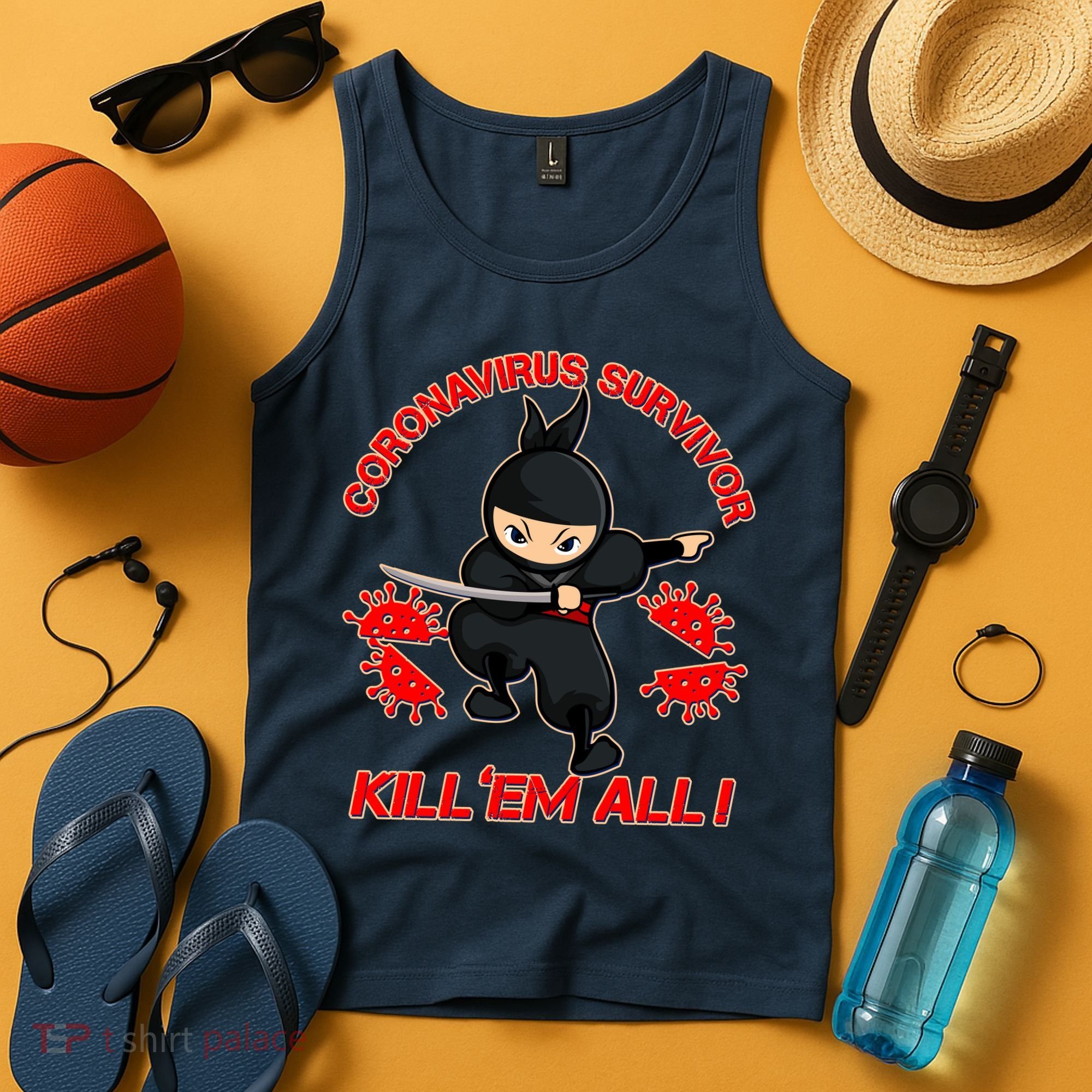 Coronavirus Survivor Ninja Kill Em' All Tank Top
