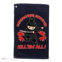 Coronavirus Survivor Ninja Kill Em' All Golf Towel thumb 0