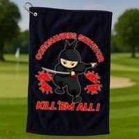 Coronavirus Survivor Ninja Kill Em' All Golf Towel thumb 1