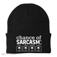 Chance Of Sarcasm Funny Sarcastic Weather Meme Beanie thumb 0
