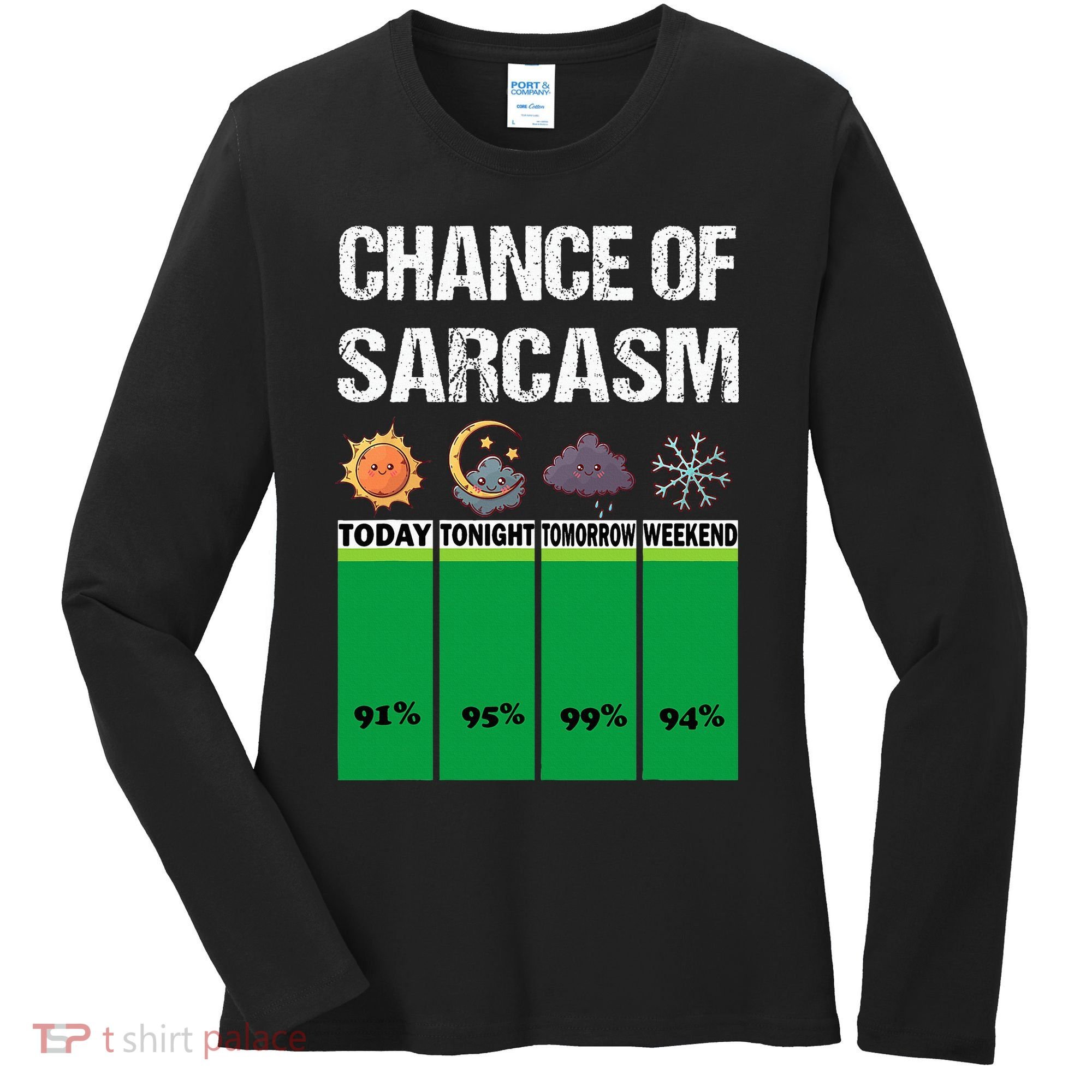 chance of sarcasm weather funny weather Women's Long Sleeve Shirt