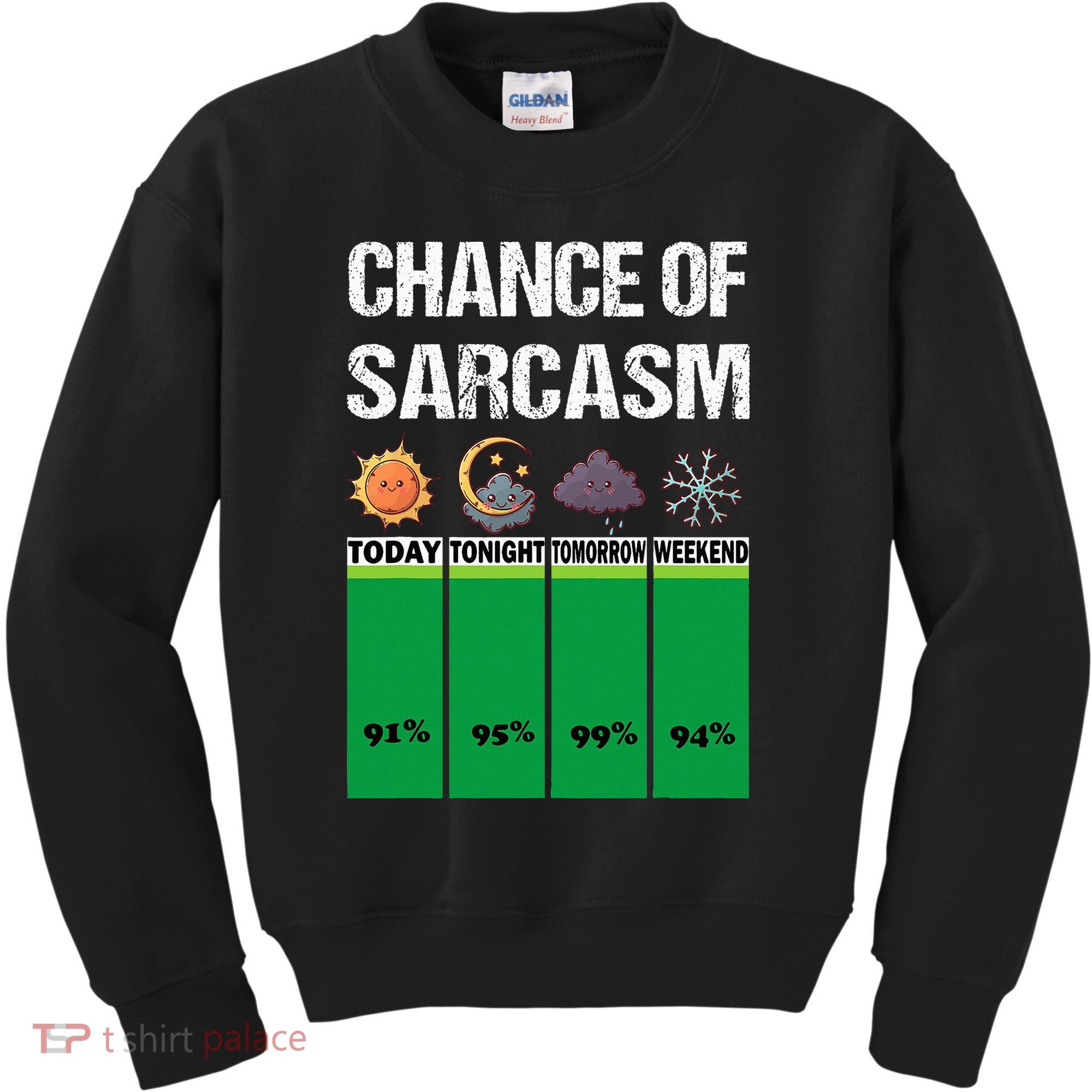 chance of sarcasm weather funny weather Kids Sweatshirt