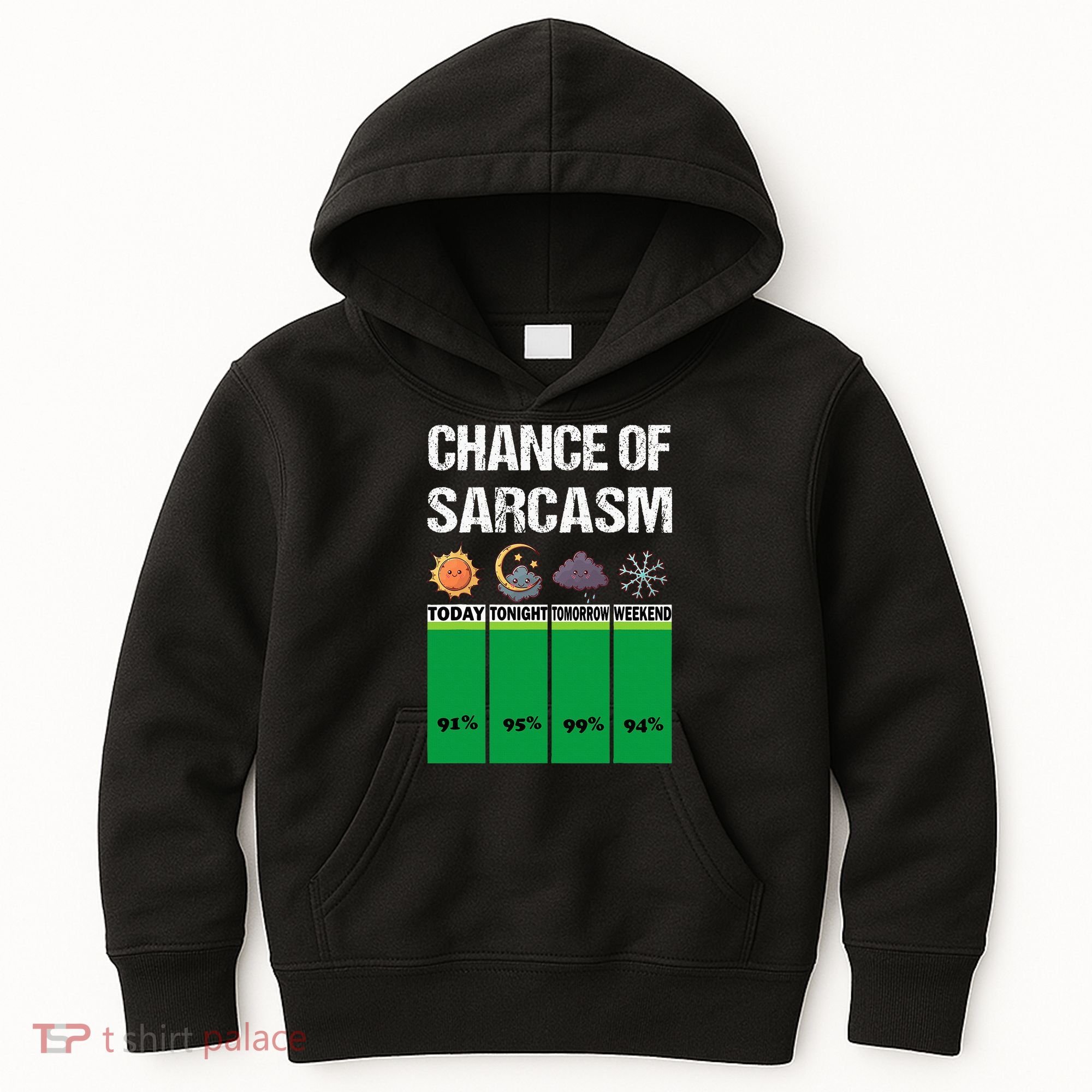 chance of sarcasm weather funny weather Kids Hoodie