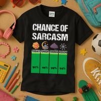 chance of sarcasm weather funny weather Kids T-Shirt thumb 3