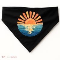 Coastal Ocean Sunset Painting Beach USA-Made Doggie Bandana thumb 0