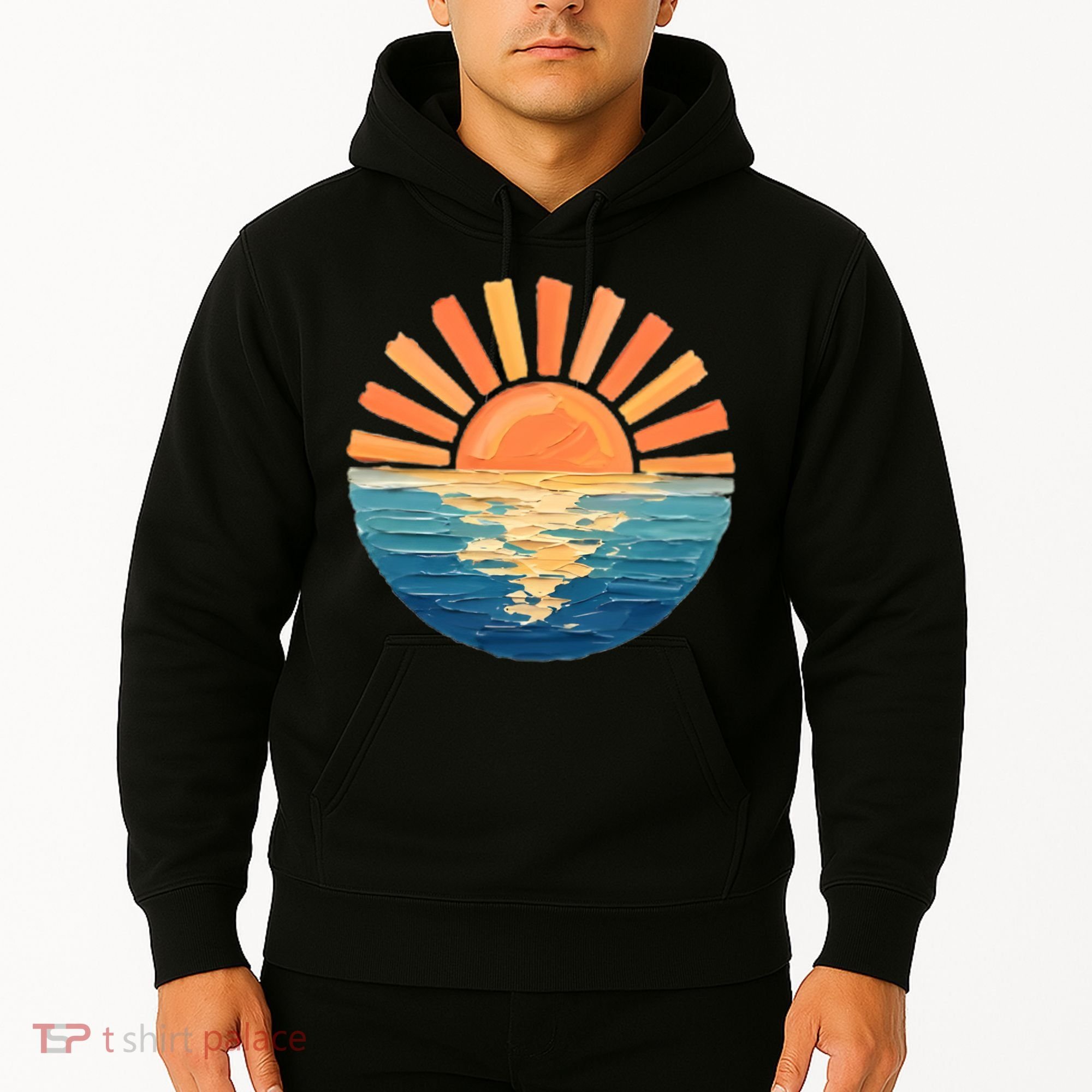 Coastal Ocean Sunset Painting Beach Hoodie