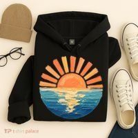 Coastal Ocean Sunset Painting Beach Hoodie thumb 4