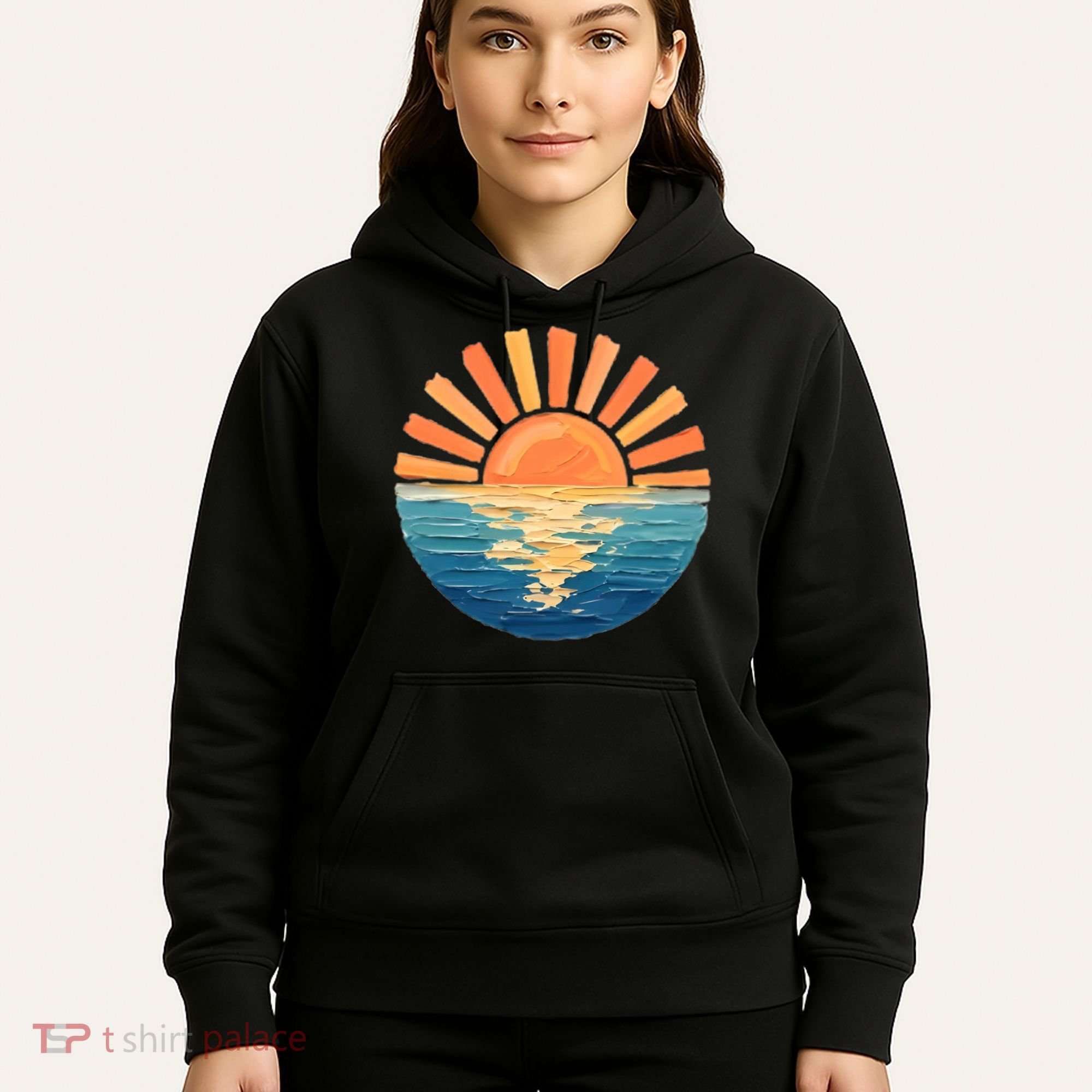 Coastal Ocean Sunset Painting Beach Hoodie