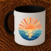 Coastal Ocean Sunset Painting Beach Coffee Mug thumb 2