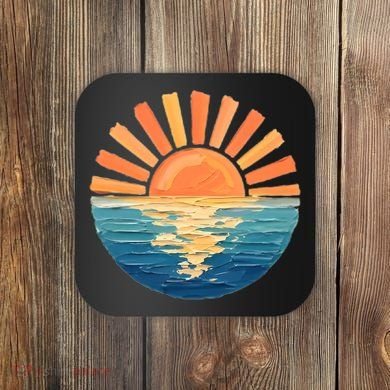 Coastal Ocean Sunset Painting Beach Coaster