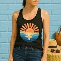 Coastal Ocean Sunset Painting Beach Women's Tank Top thumb 2