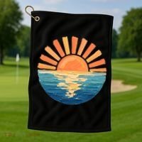 Coastal Ocean Sunset Painting Beach Golf Towel thumb 1