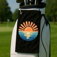 Coastal Ocean Sunset Painting Beach Golf Towel thumb 2