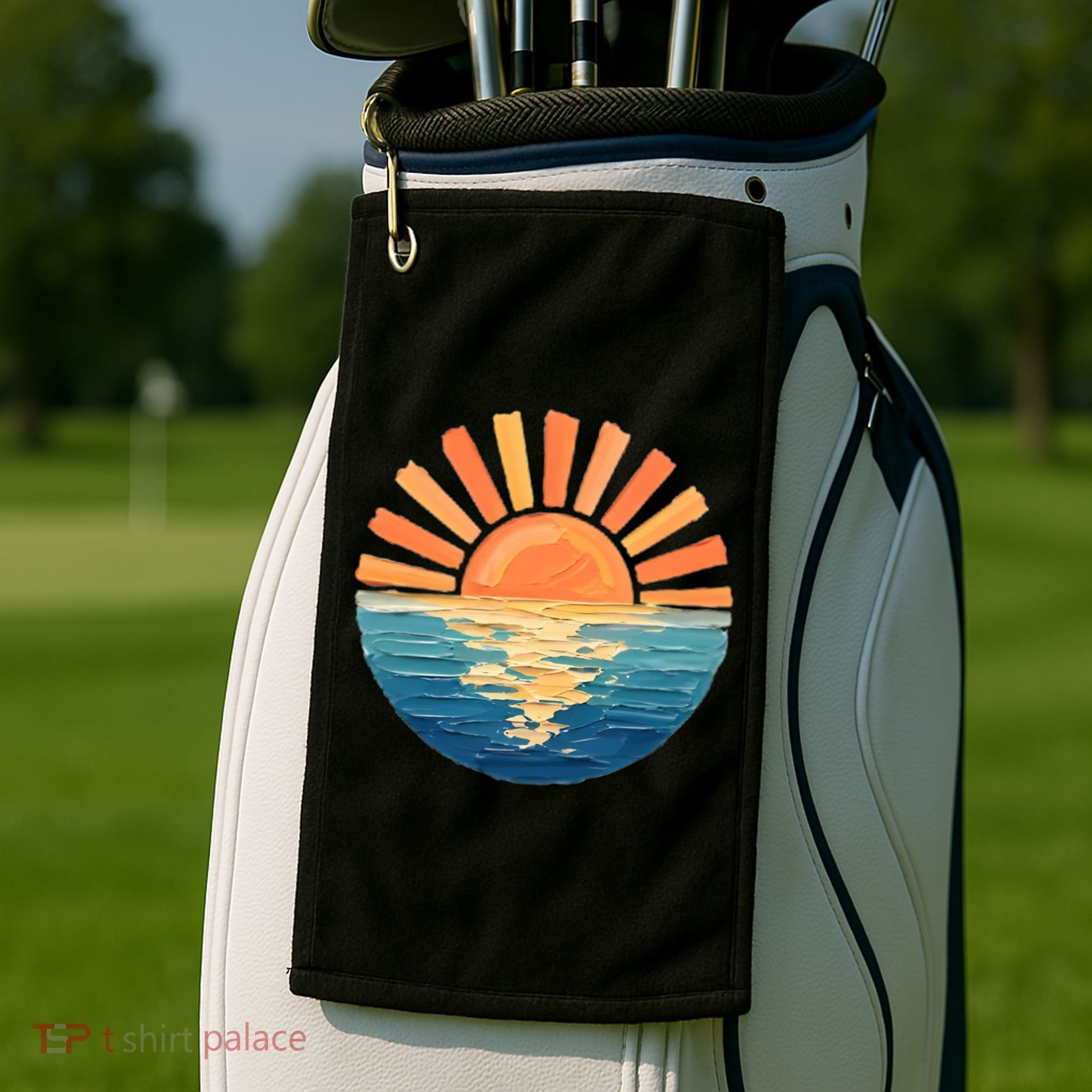 Coastal Ocean Sunset Painting Beach Golf Towel