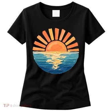 Coastal Ocean Sunset Painting Beach Women's T-Shirt