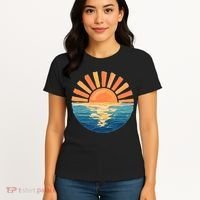 Coastal Ocean Sunset Painting Beach Women's T-Shirt thumb 4