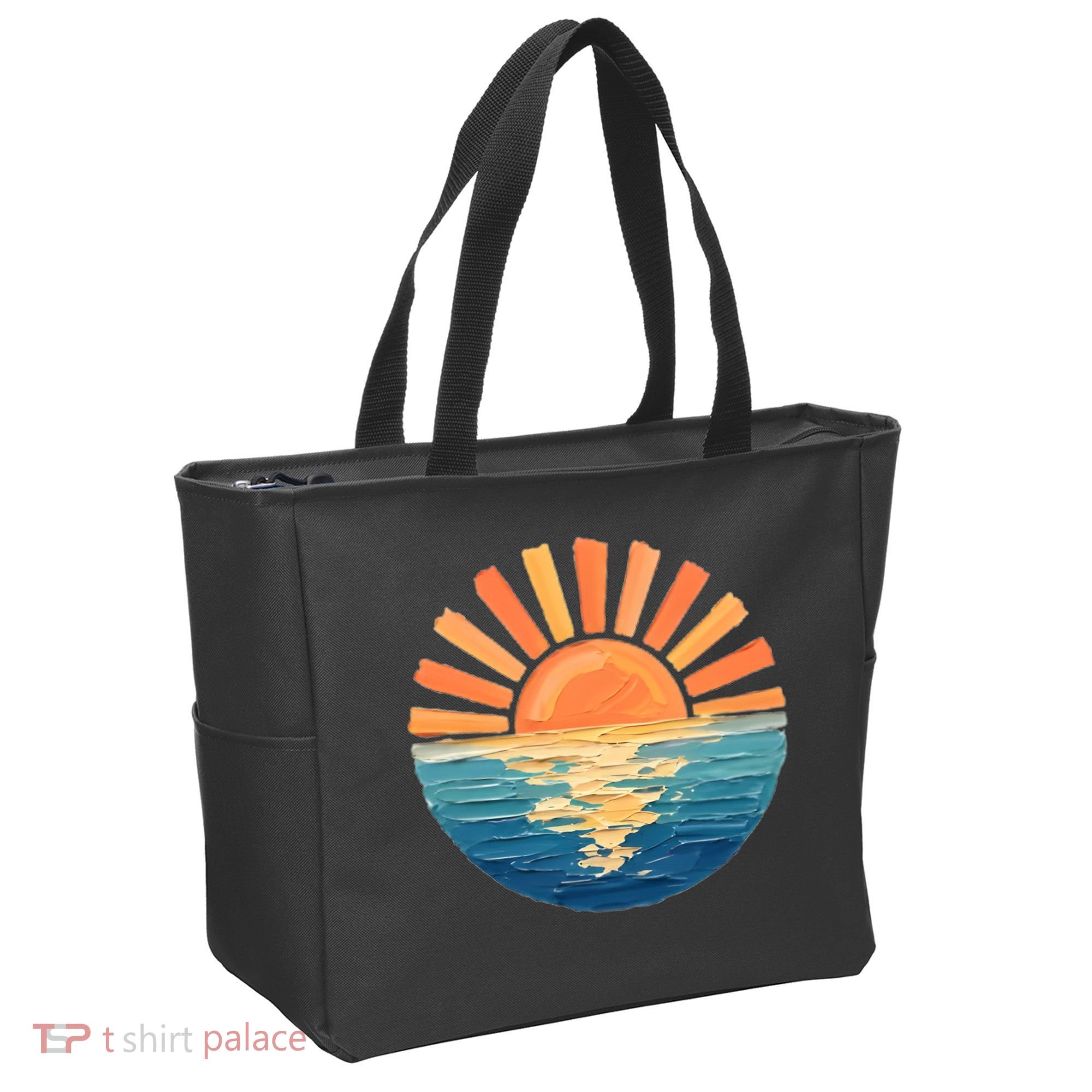 Coastal Ocean Sunset Painting Beach Tote Bag