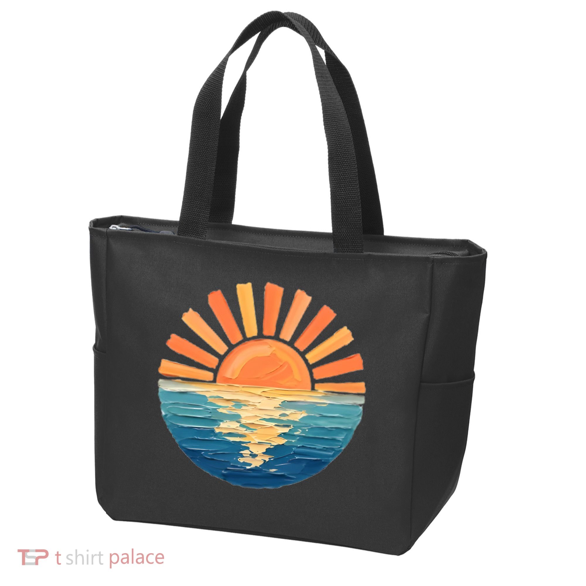 Coastal Ocean Sunset Painting Beach Tote Bag