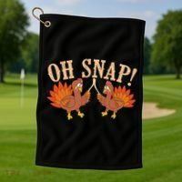 Cool Oh Snap! Funny Turkey With Wishbone Thanksgiving Golf Towel thumb 1