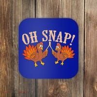 Cool Oh Snap! Funny Turkey With Wishbone Thanksgiving Coaster thumb 0