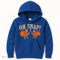 Cool Oh Snap! Funny Turkey With Wishbone Thanksgiving Kids Hoodie thumb 0