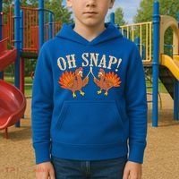 Cool Oh Snap! Funny Turkey With Wishbone Thanksgiving Kids Hoodie thumb 2