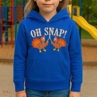 Cool Oh Snap! Funny Turkey With Wishbone Thanksgiving Kids Hoodie thumb 3