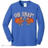 Cool Oh Snap! Funny Turkey With Wishbone Thanksgiving Kids Long Sleeve Shirt thumb 0