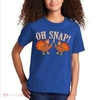 Cool Oh Snap! Funny Turkey With Wishbone Thanksgiving Kids T-Shirt thumb 2