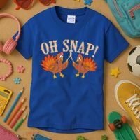 Cool Oh Snap! Funny Turkey With Wishbone Thanksgiving Kids T-Shirt thumb 3