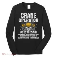 Crane Operator Skull Usa Flag Crane Driver Construction Long Sleeve Shirt thumb 0