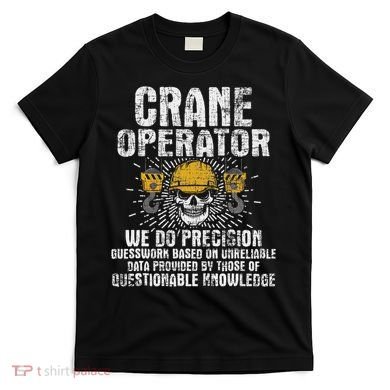 Crane Operator Skull Usa Flag Crane Driver Construction T-Shirt