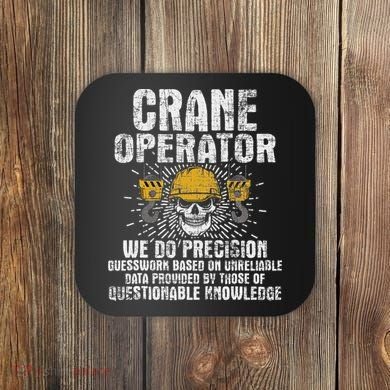 Crane Operator Skull Usa Flag Crane Driver Construction Coaster