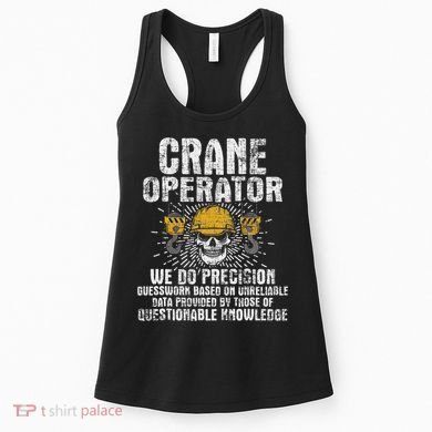 Crane Operator Skull Usa Flag Crane Driver Construction Women's Tank Top