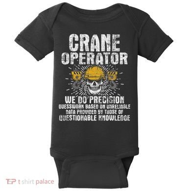 Crane Operator Skull Usa Flag Crane Driver Construction Baby Bodysuit