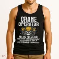 Crane Operator Skull Usa Flag Crane Driver Construction Tank Top thumb 3