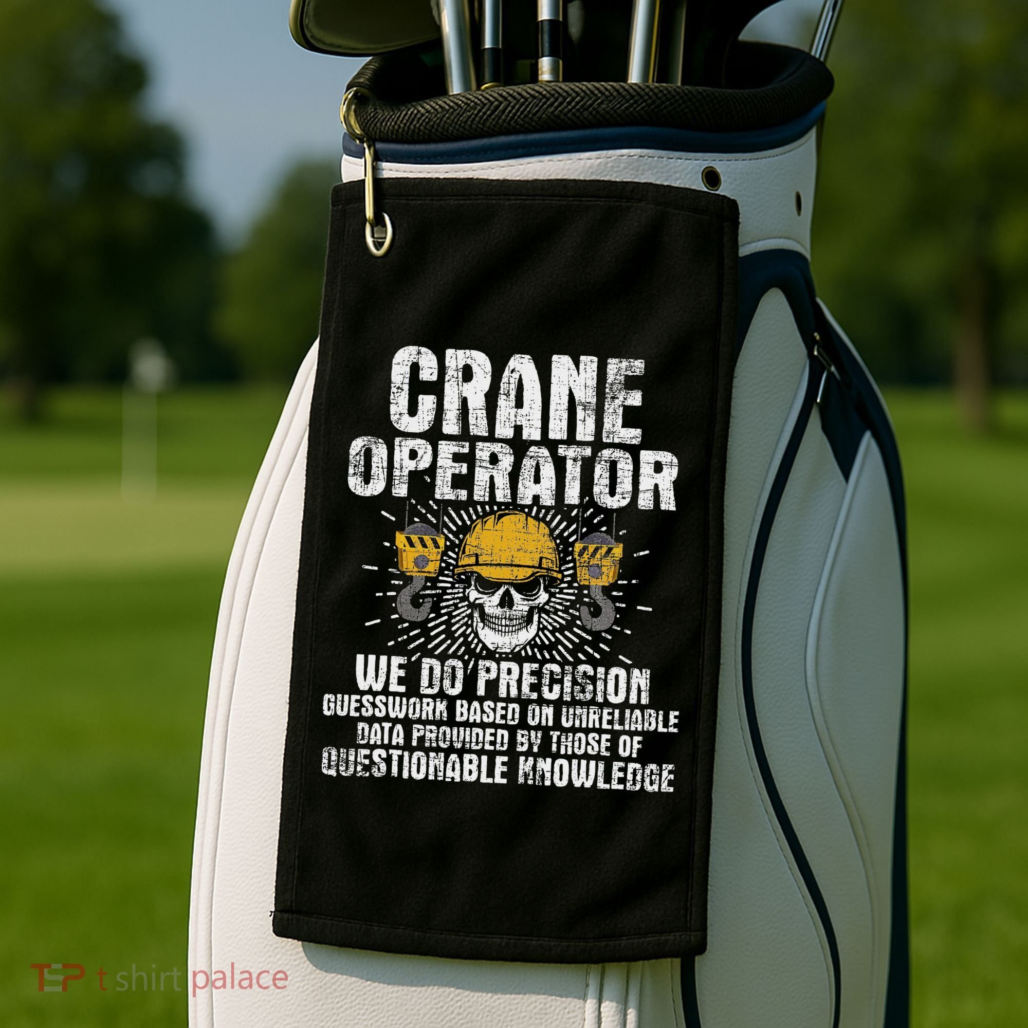 Crane Operator Skull Usa Flag Crane Driver Construction Golf Towel