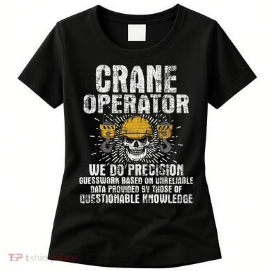 Crane Operator Skull Usa Flag Crane Driver Construction Women's T-Shirt