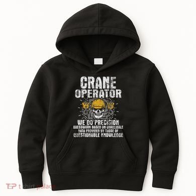 Crane Operator Skull Usa Flag Crane Driver Construction Kids Hoodie