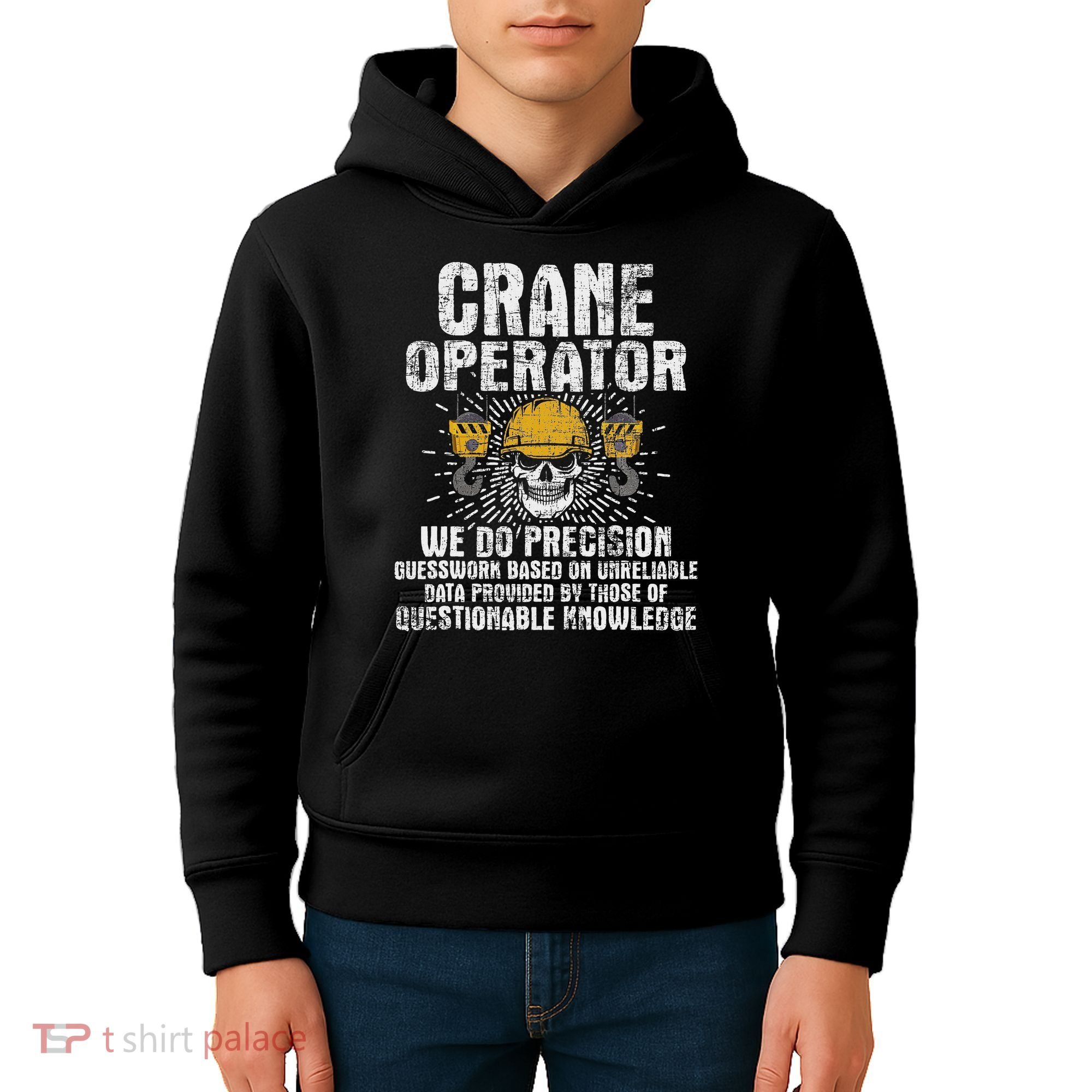 Crane Operator Skull Usa Flag Crane Driver Construction Kids Hoodie