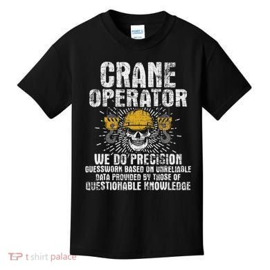 Crane Operator Skull Usa Flag Crane Driver Construction Kids T-Shirt