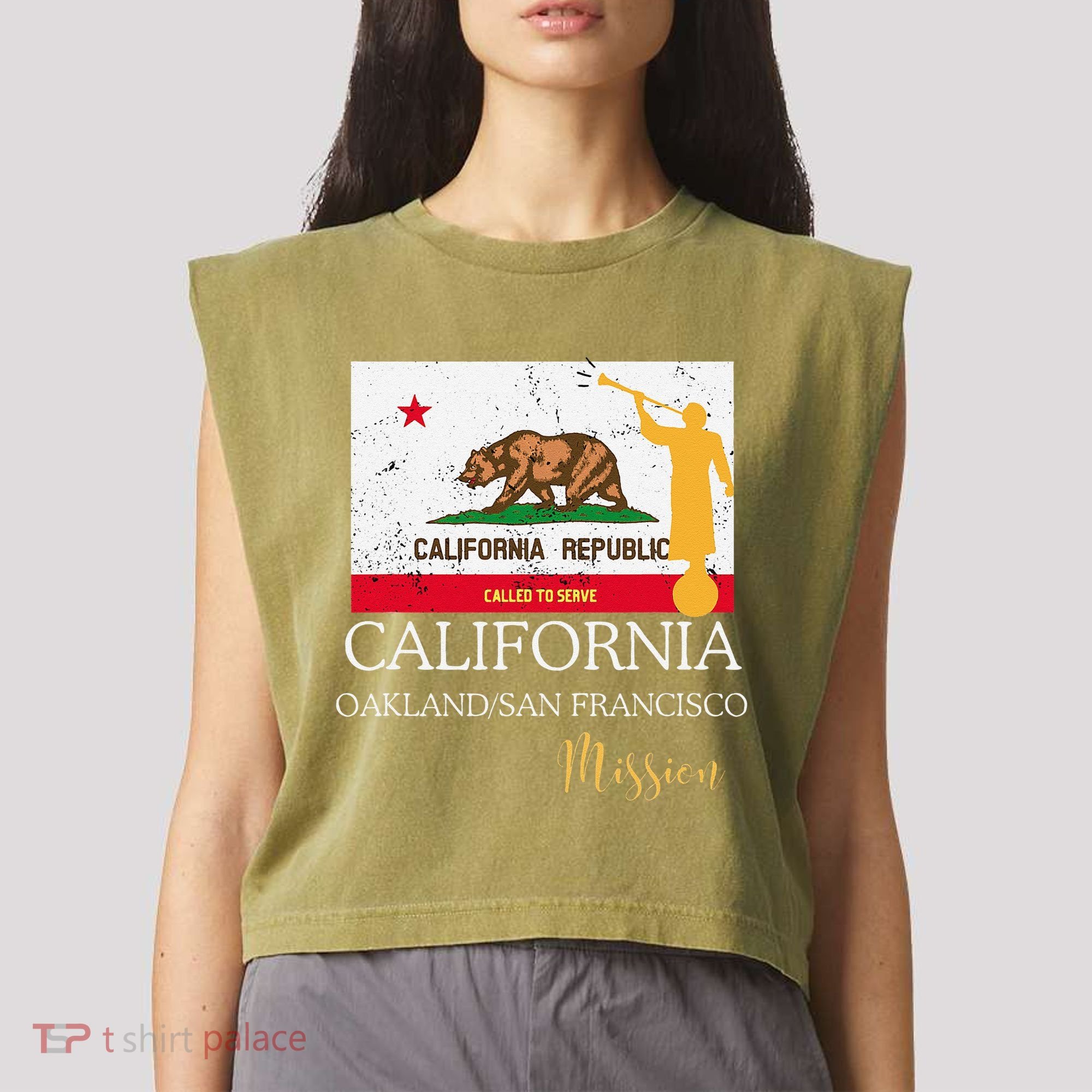 California Oakland San Francisco Mormon Lds Mission Missiona Garment-Dyed Women's Muscle Tee