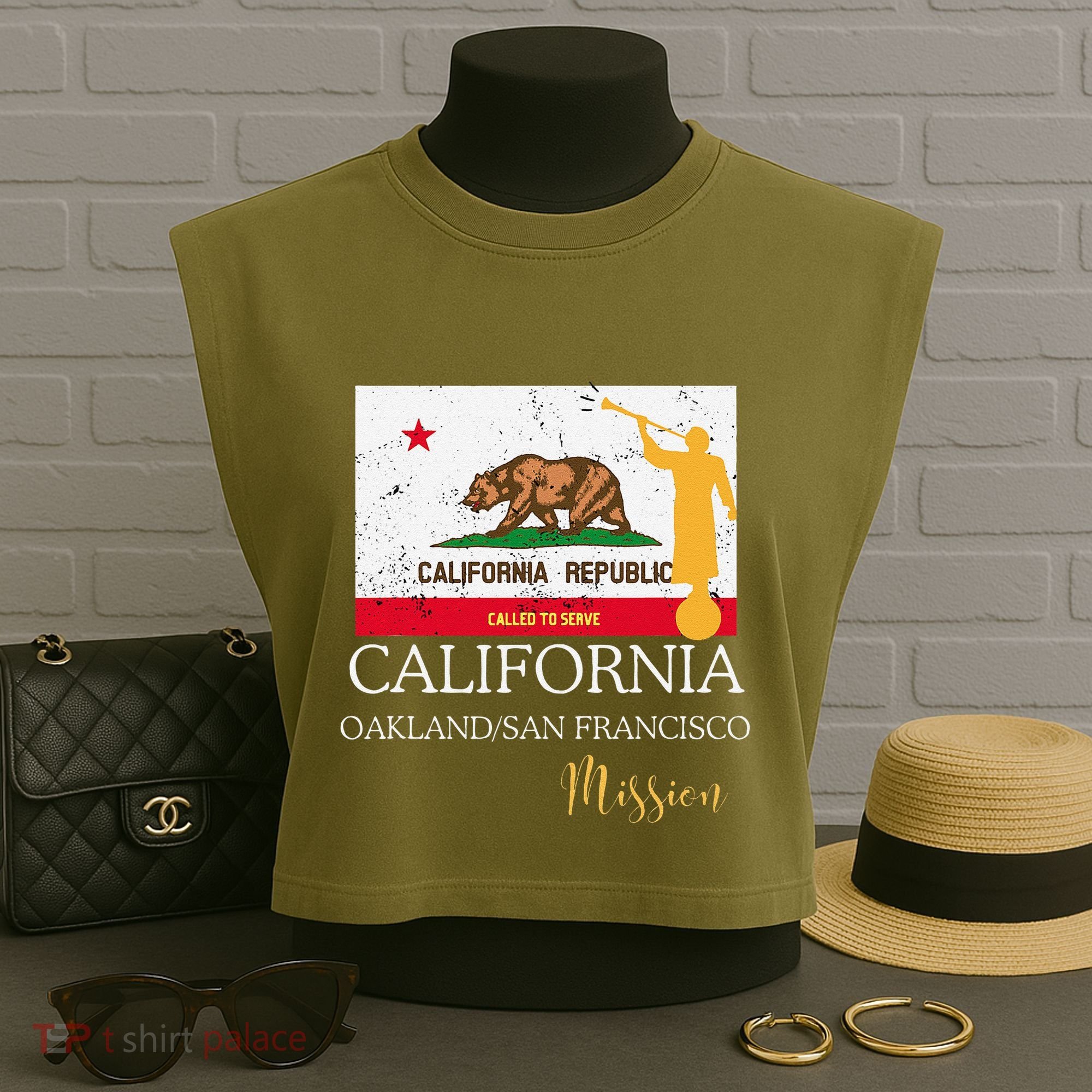 California Oakland San Francisco Mormon Lds Mission Missiona Garment-Dyed Women's Muscle Tee