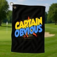 Captain Obvious Sarcastic Funny Superhero Easy Costume Golf Towel thumb 1